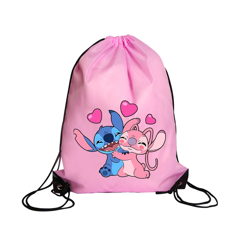 Disney Stitch borsa con coulisse Cartoon Sports zaino impermeabile Bundle Pocket Anime Terylene borse da basket bambini regali carini