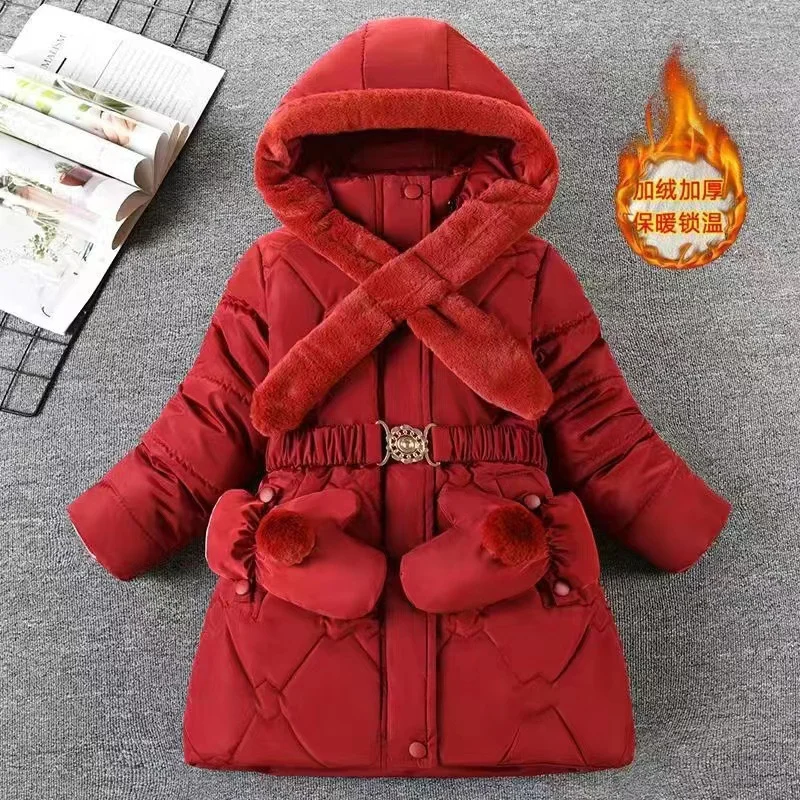 2023 Girls Parka Long Coats Winter Waterproof Fur Collar Hooded Jackets Big Kids Thick Warm Cotton Outerwear Teenage Snowsuit