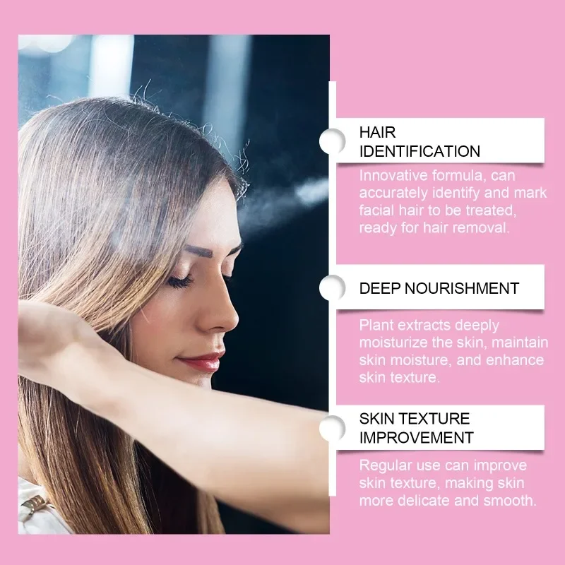 Depilación Facial, pulverizador de identificación del vello para afeitado Facial, depilador indoloro sin pelo, herramientas de pulverización de belleza para axila y mujer