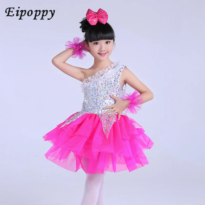 New children's dance costume girls kindergarten sequins puff princess dress costumes girls dancing skirts summer