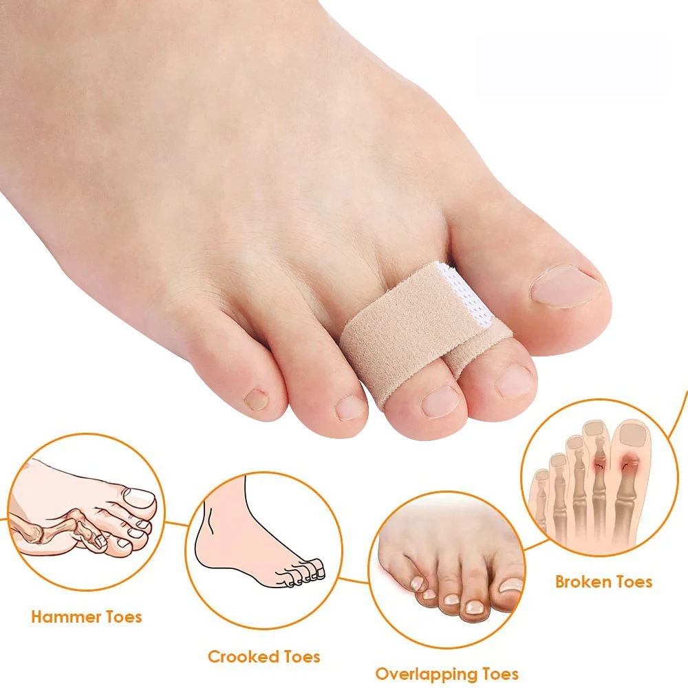 Pexmen 1/2/5/10Pcs Hammer Toe Straightener Toes Wraps Splint for Correcting Crooked Toe & Overlapping Toes Protector Separator