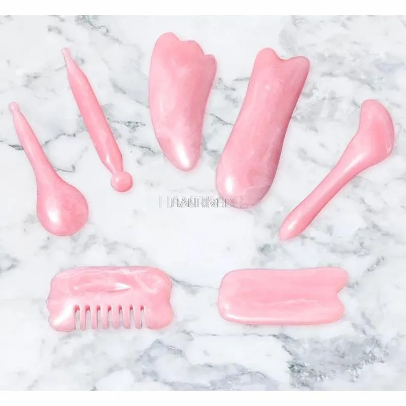 7 pieces set facial pull tendon stick face scraping board non horn scraping comb body pull meridians point pen eye beauty stick