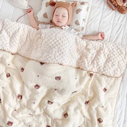 Coperta per bambini trapuntata calda addensata per bambini con copertura in cotone biancheria da letto per neonati trapunta morbida coperta per aria condizionata primavera autunno