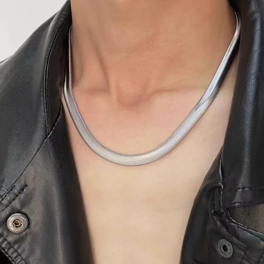 ASONSTEEL 6mm Breite Schlangenkette Halskette Edelstahl Halsband Für Frauen Männer Groß Großhandel Boho DIY Zubehör Unisex Schmuck – Detail 10
