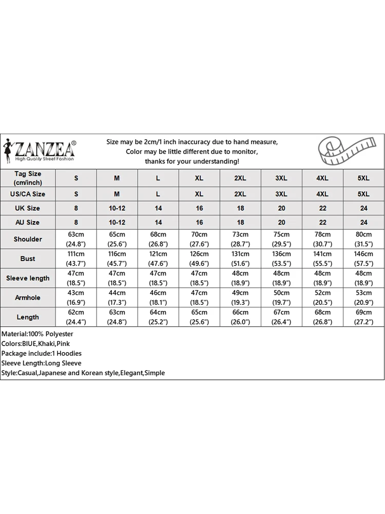 ZANZEA Women Hooded Sweatshirts Fashion Long Sleeve Hoodies Loose Solid Casual Pullovers 2025 Autumn Winter Jumpers Elegant Tops