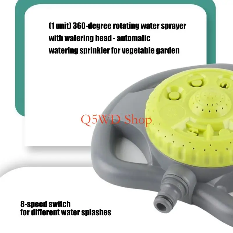 Q5WD 360 Rotating Irrigation Sprinkler Head For Vegetable Garden And Backyard Large Lawn With Adjustable Water Flows Setting