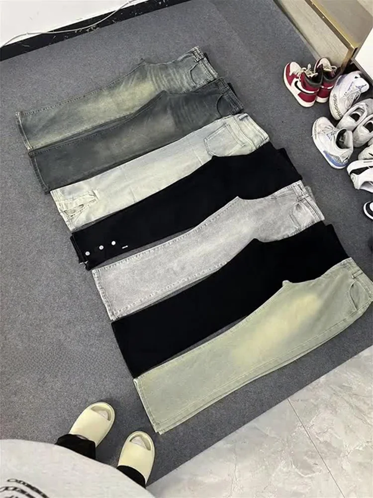 

Cleanfit American High Street Vibe Men's Straight Leg Loose Wide Leg Long Jeans Cool Trendy Brand Streetwear Cotton Blend