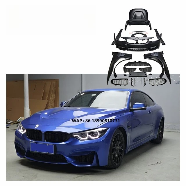 

For 4 Series F32 F33 F36 Upgrade F82 Wide Body Kit with Front Bumper Rear Bumper Fender Hood Side Skirt