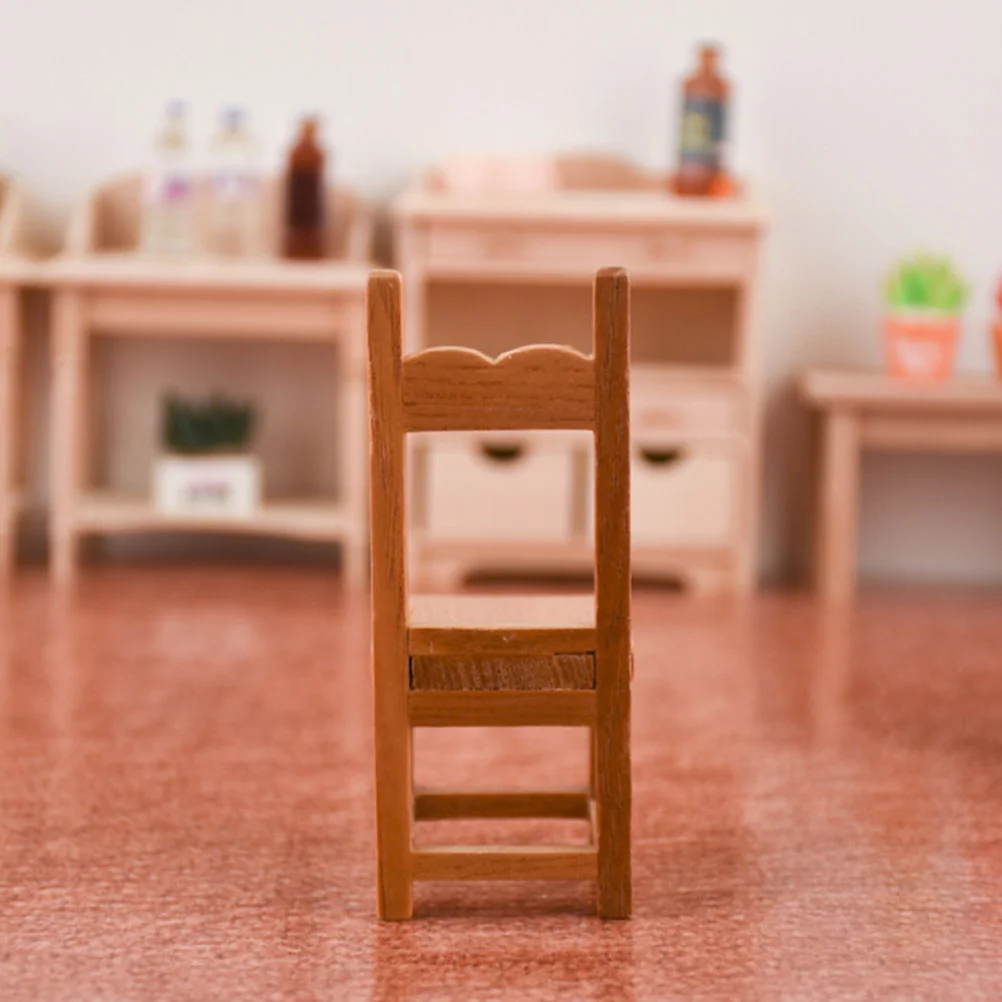 2 Pcs Chair Ornament Mini Furniture Chairs Miniature Crafts Wooden Models Decor Armchair Individual