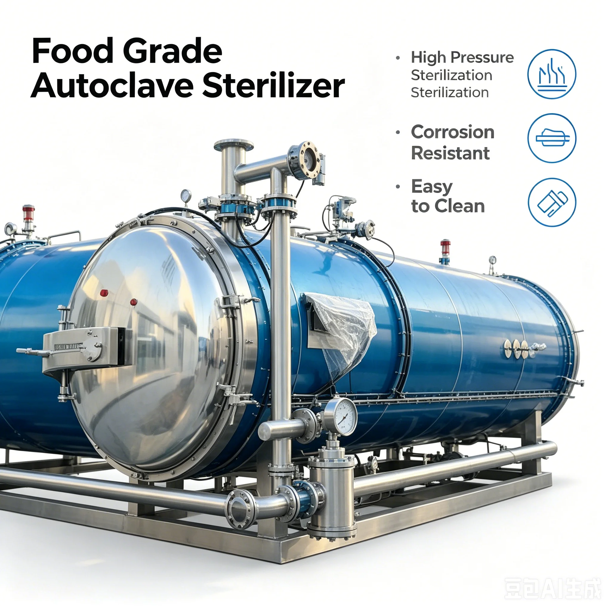 Retort Sterilizer Machine Electric Autoclave with Digital Display for Food Processing Canning Bottling Industry High temperature