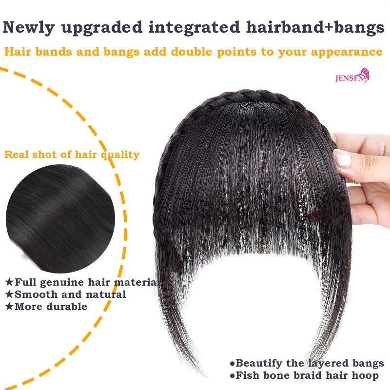 Female Braid Hair Hoop Bang One Hair Natural Stealth Non-trace Forehead Covered With White Hair Thick Bang Wig