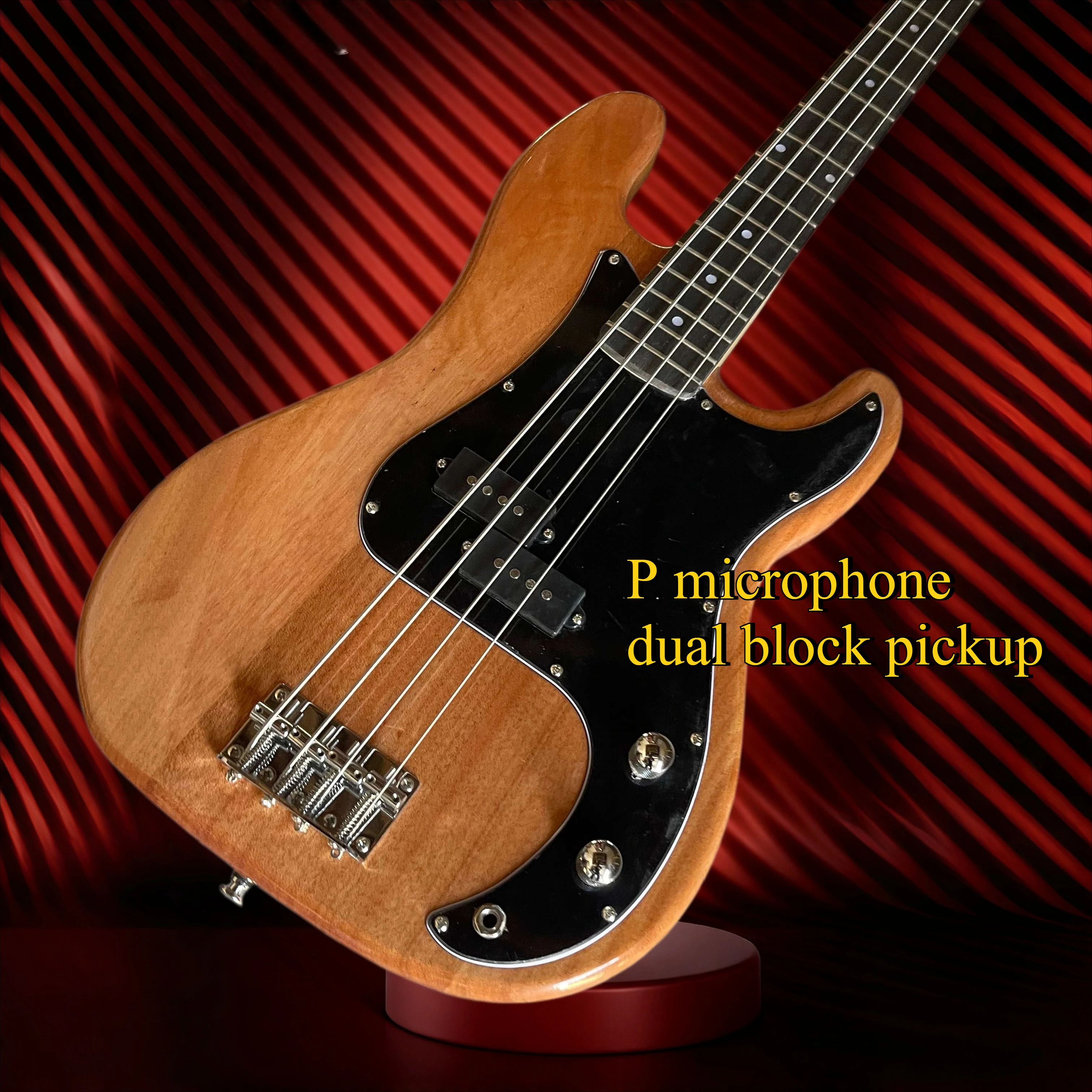 Natural Wood Color P-Bass Four String Electric Bass Black Guard Plate Thick Bass Rock Blues Pop Bass Guitar Free Shippping