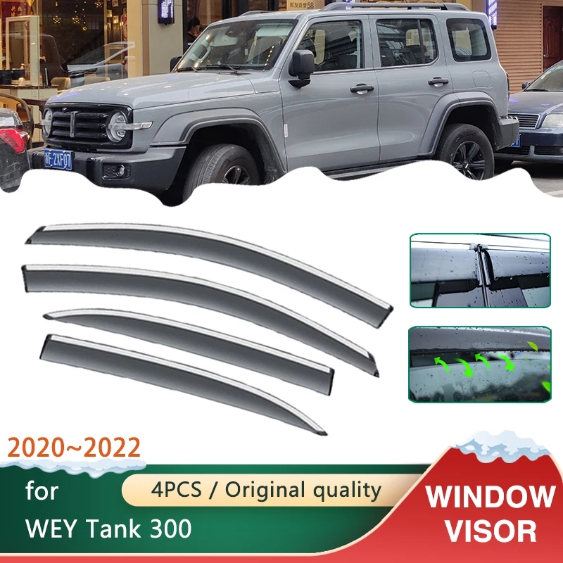 

Car Windows Visors for WEY Tank 300 2020 2021 2022 Accessories Awnings Sun Rain Protector Shades Guard Deflector Windshied 4PCS