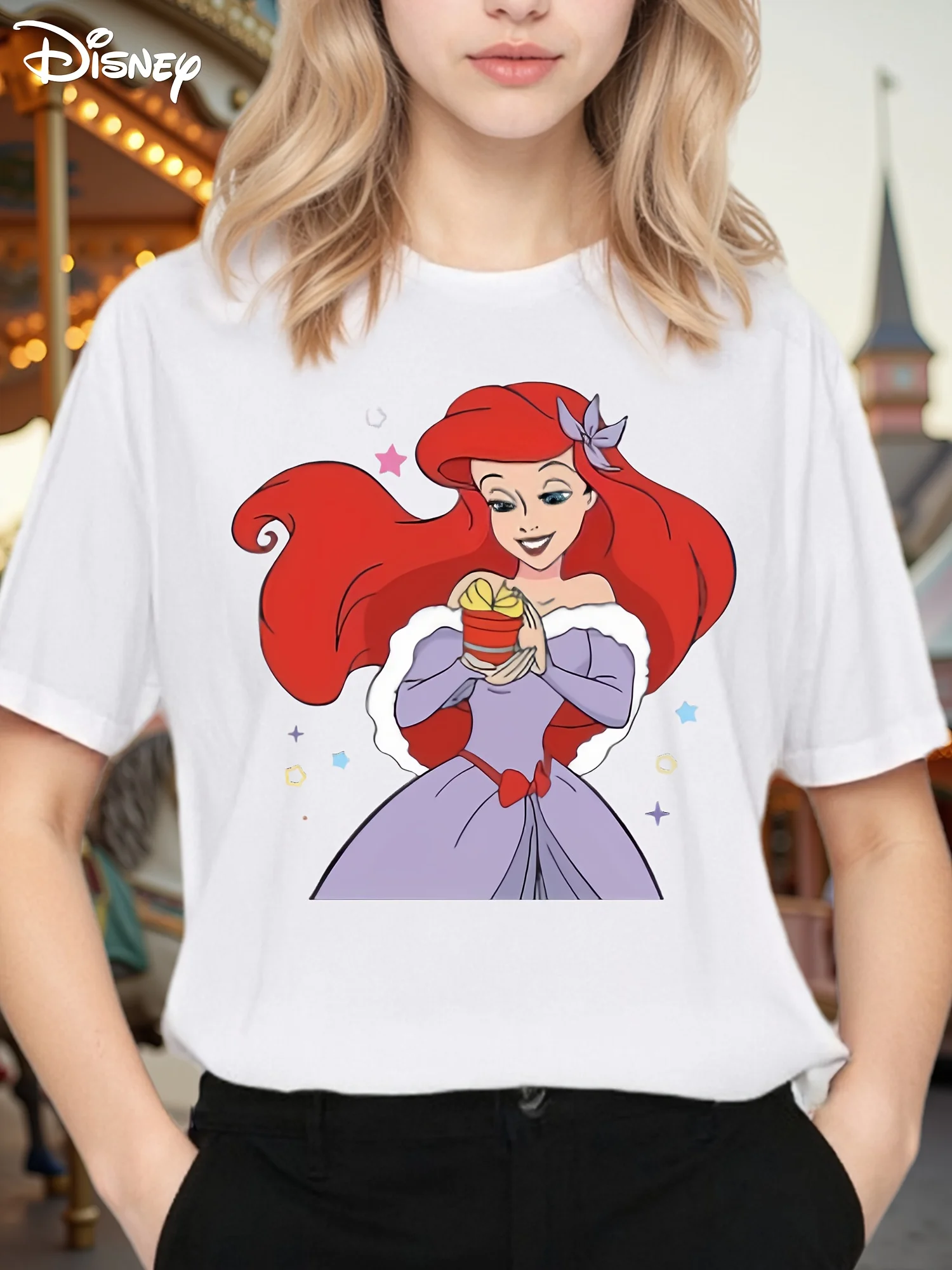 

Disney Little Mermaid Ariel T-shirt - Ariel and Flanders/Graphic Casual Short Sleeve Round Neck