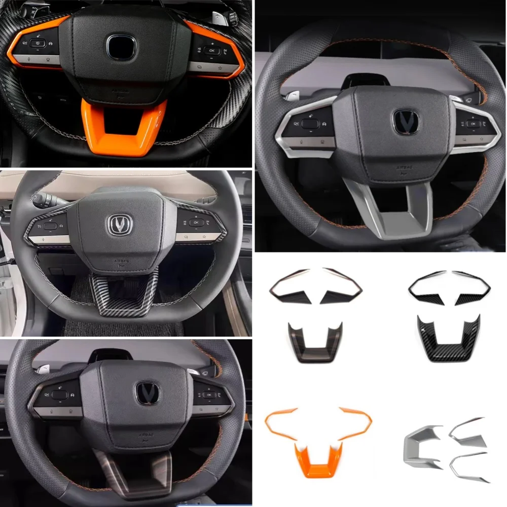 

For Changan UNIV UNI-V 2022 2023 Car Steering Wheel Trim Cover ABS Wood Grain/Carbon Interior Styling Decoration Accessories