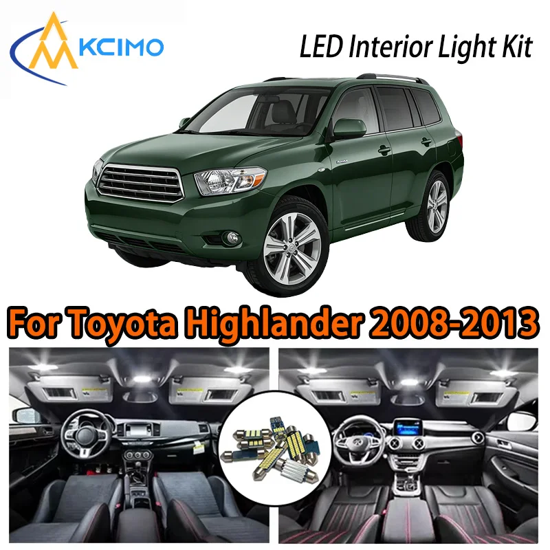 

KCIMO For Toyota Highlander Kluger MK2 2 II 2008-2013 Premium LED Interior Kit - 2 Colors , Quick Installation, Long-Lasting
