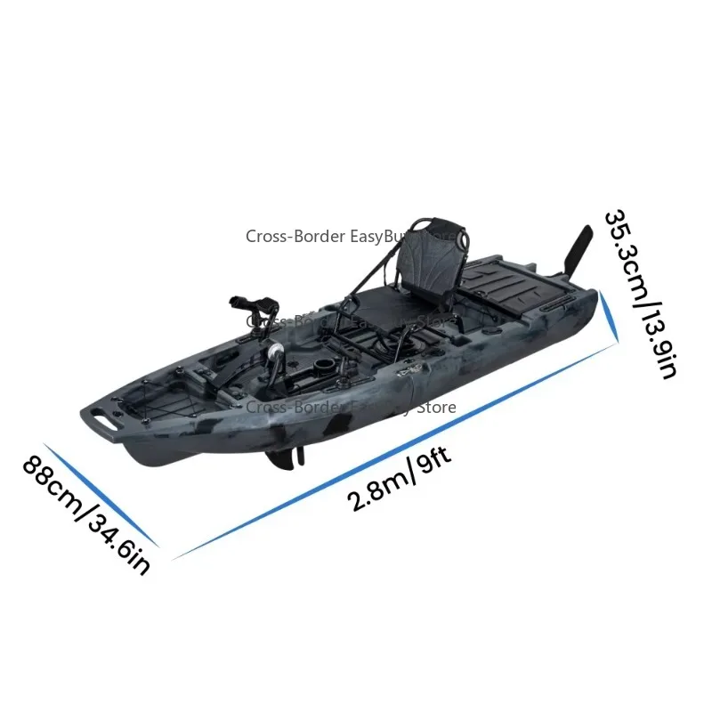 9ft Easy to Transport  Modular Pedal Drive Kayak 1 Person 2 Section Detachable Fishing Kayak with Motor