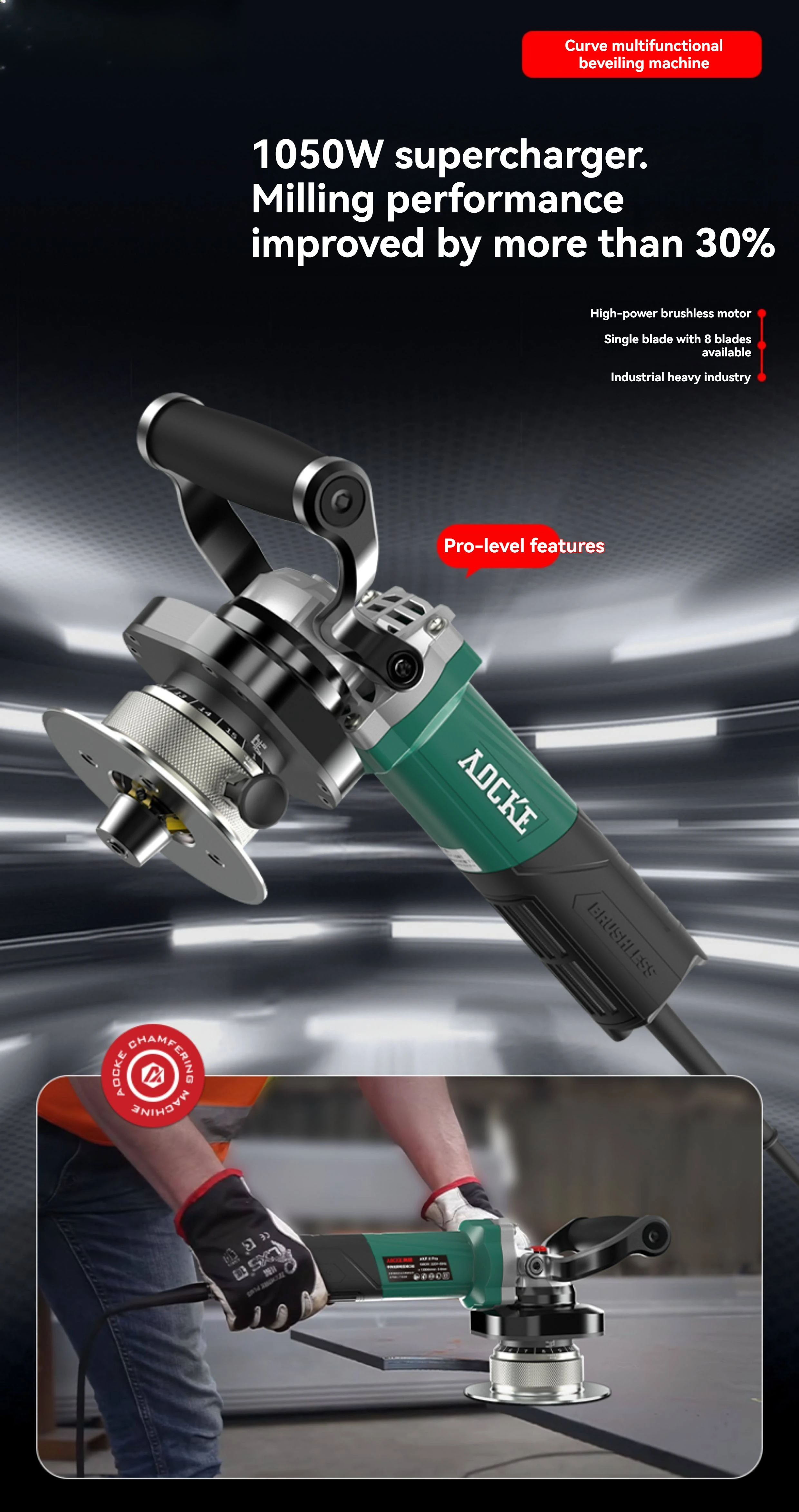 Beveling machine multi-functional curved curved surface handheld pipe flat stainless steel milling electric chamfering new