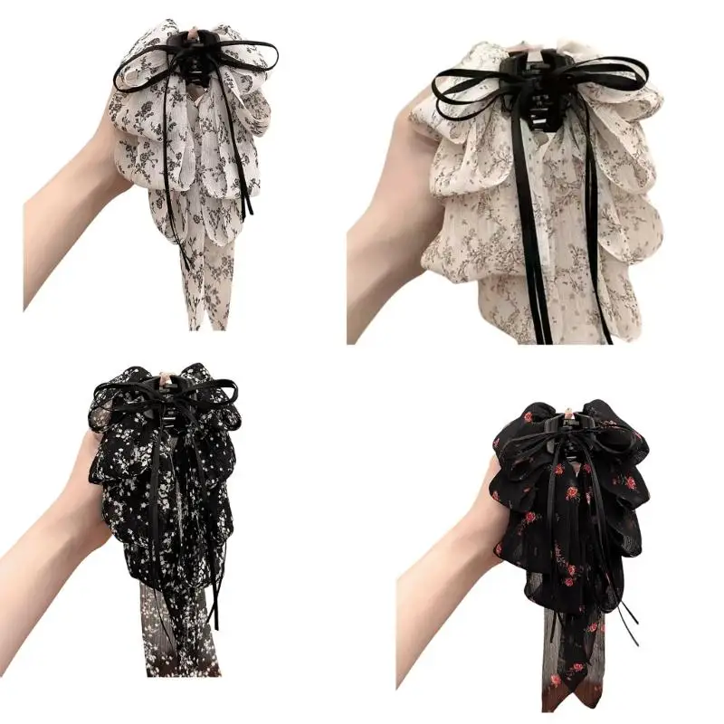 

Fashionable Floral Hair Bows Clip Hairpin With Secure Closure For Various Outfit