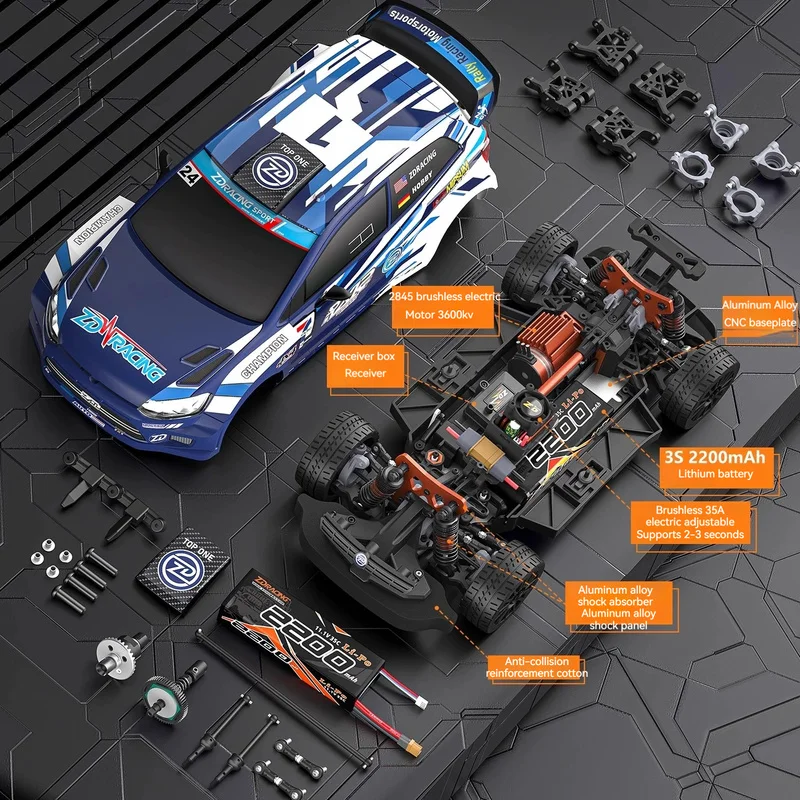 新型ZdレーシングRx12 1/12比例シミュレーションプロフェッショナルRCリモートコントロール四輪駆動ブラシレス高速ラリーカー