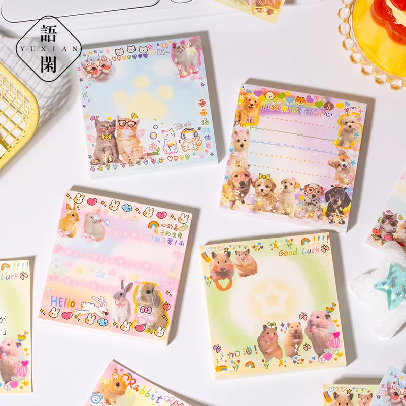 60 Sheets Cute Animals Paradise Memo Pads Korean Ins Message Paper Journal DIY Material Notepad School Stationery