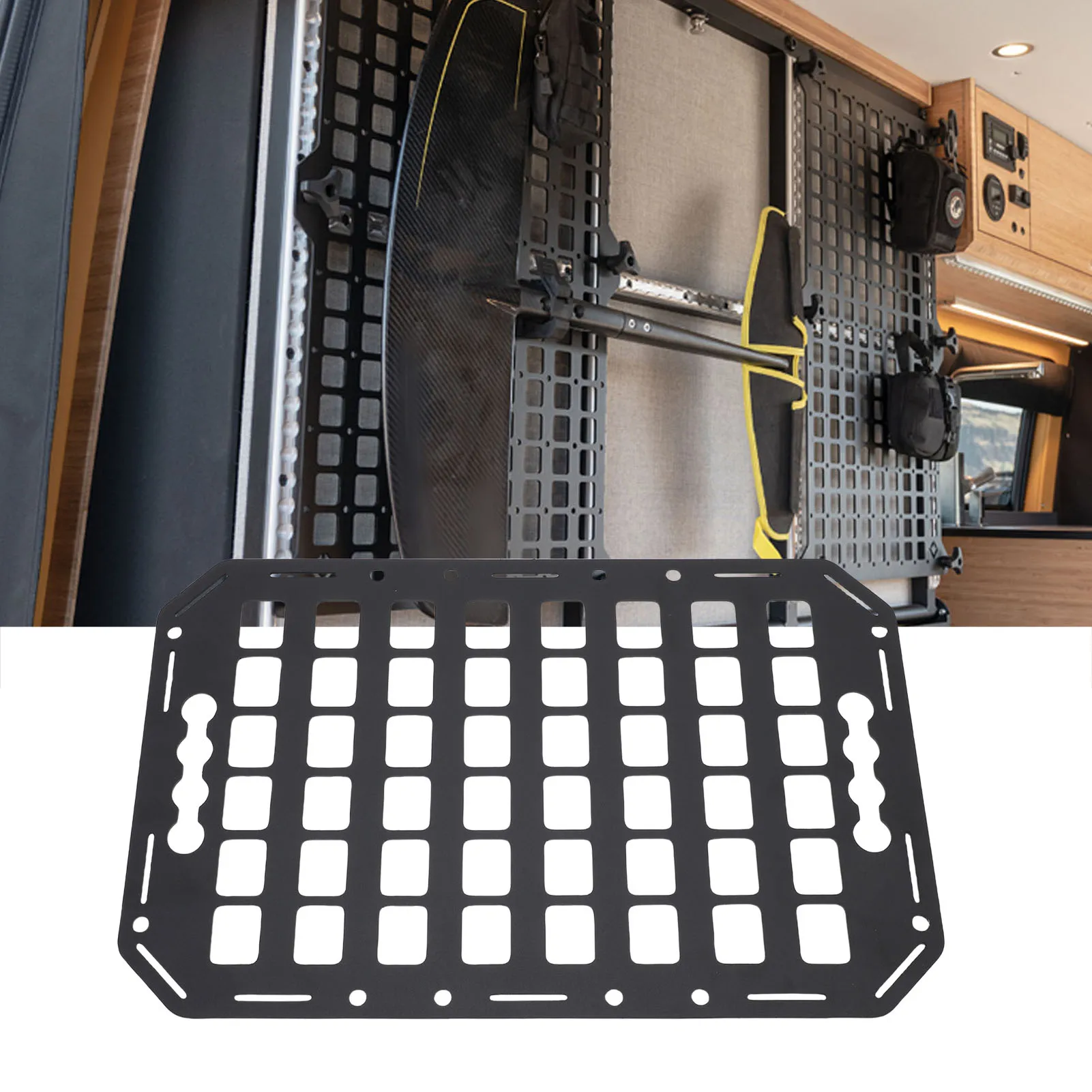 Truck Bed Molle Panel 432x273x2mm Aluminum Side Bed L Track Molle Panel for Sedan SUV Pickup Van RV L Track Molle Panel image 6