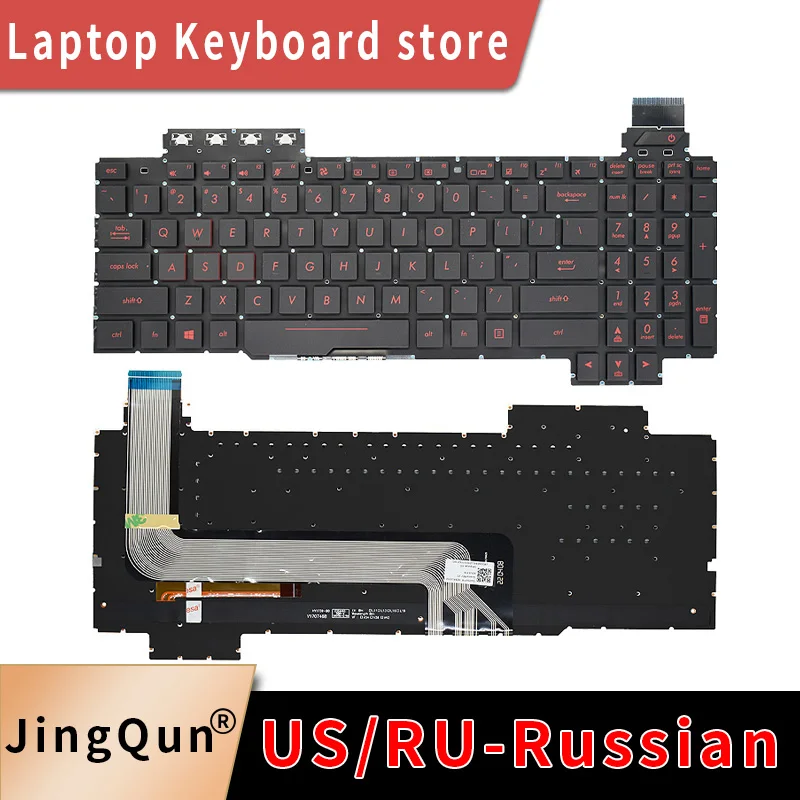 New US/Russian backlit keyboard for ASUS V170746BK1 ROG FX503 FX503VD FX503VM FX503V FX63 notebook pc keyboards red keycaps