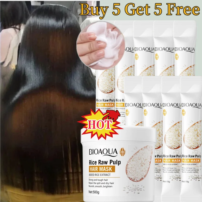 

Rice Magical Keratin Hair Mask Professional Straightening Hair Care Deep Repair Damaged Frizz Mask Suitable for All Hair Types