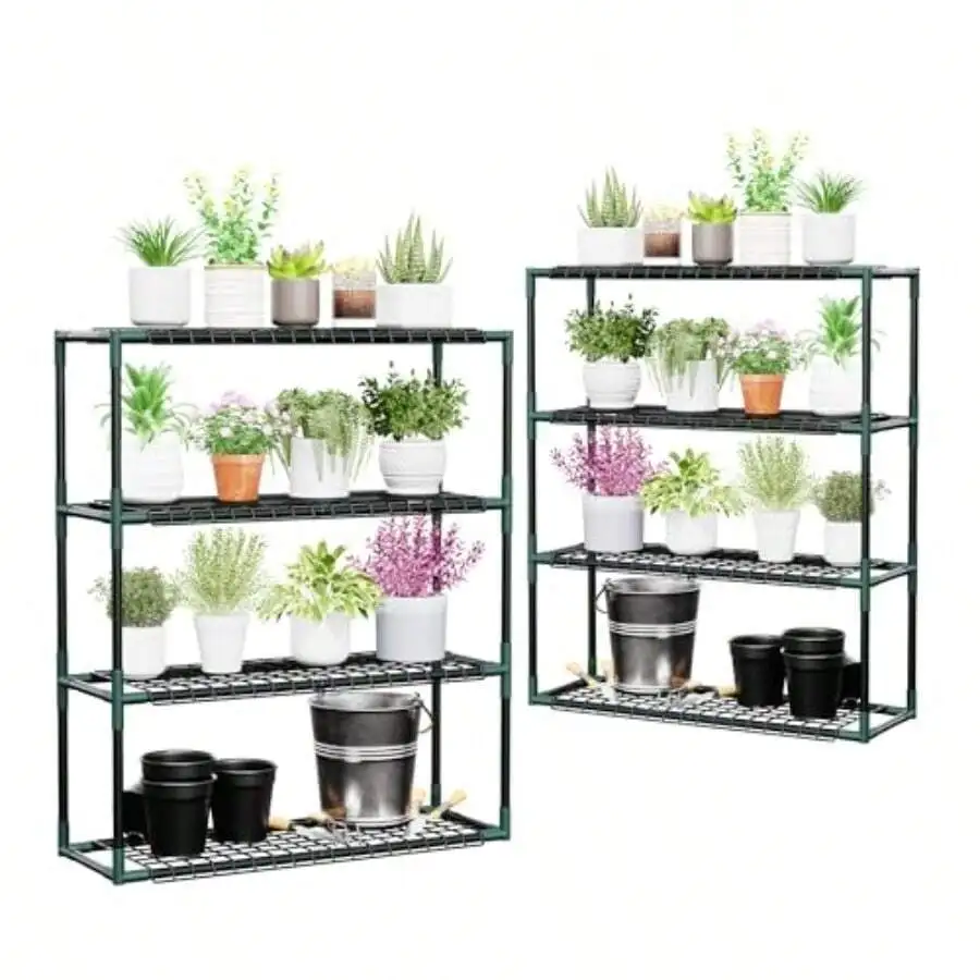 Outdoor Plant Shelves, 2 Pack Metal Stable Greenhouse Shelving For Home, X12x0 Inch Portable Plant Shelf Greenhouse Accessories