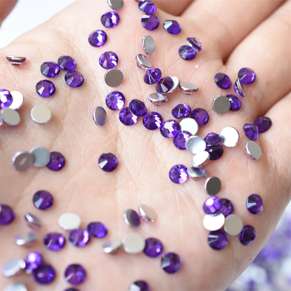 1440PCS SS4-30 Royal Purple Glass Nail Art Decorations Non Hotfix Flat Back Rhinestones Stones Crystals  Strass DIY Garment