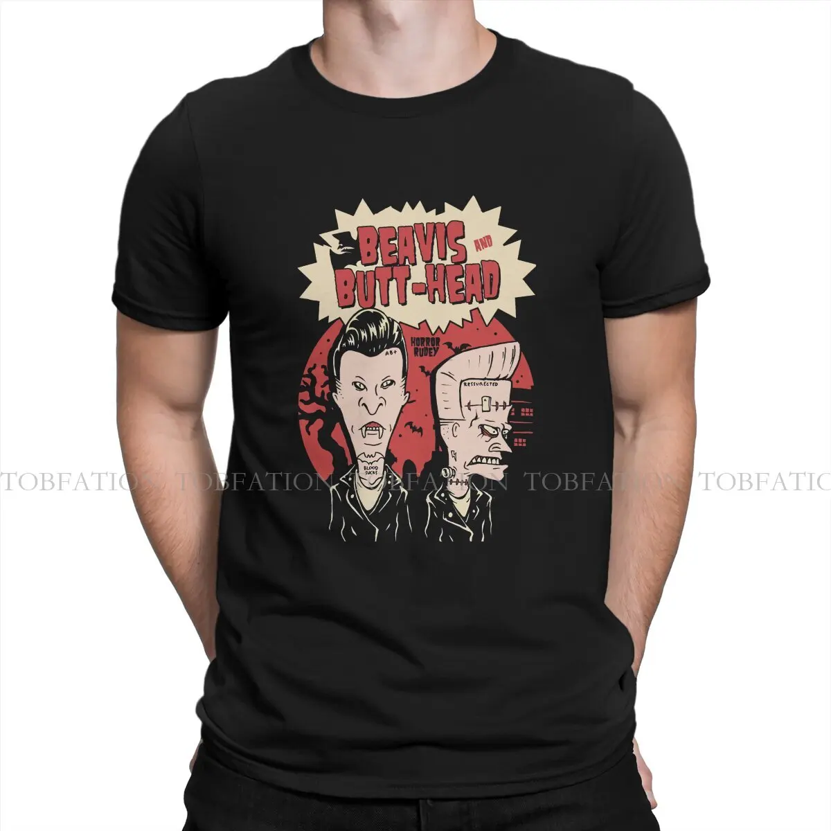 Beavis and Butthead Horror Rudey Halloween 100% Cotton T Shirt Vintage Punk Men\'s Tee Shirt O-Neck Streetwear