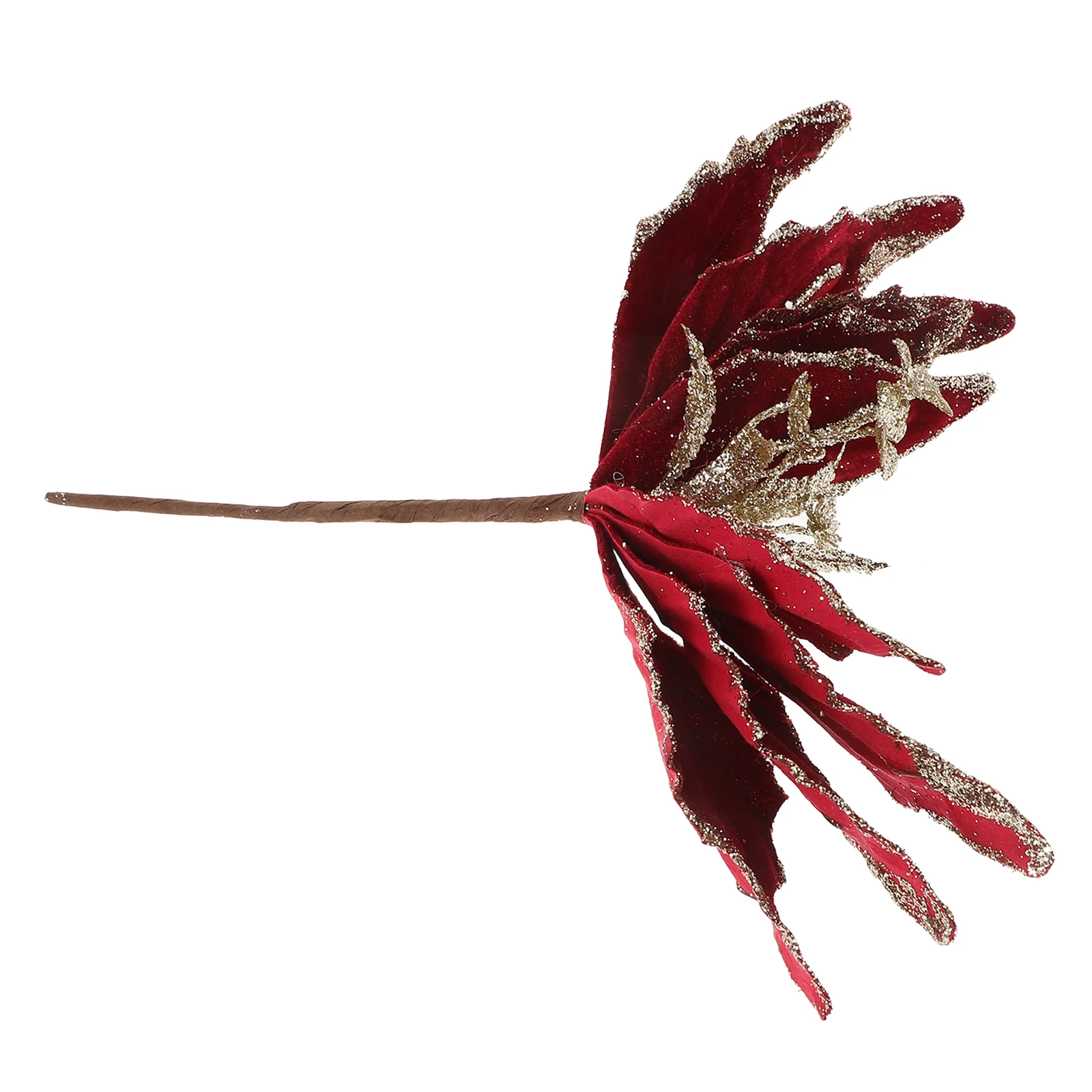

Glitter Artificial Poinsettia Flowers Metallic Mesh Stems Holiday Tree Garland Wreath Floral Winter Party Decoration