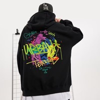 2025 European and American Summer Men's Graffiti Printed Comfortable Breathable Hoodie Outdoor City High Street Hoodie