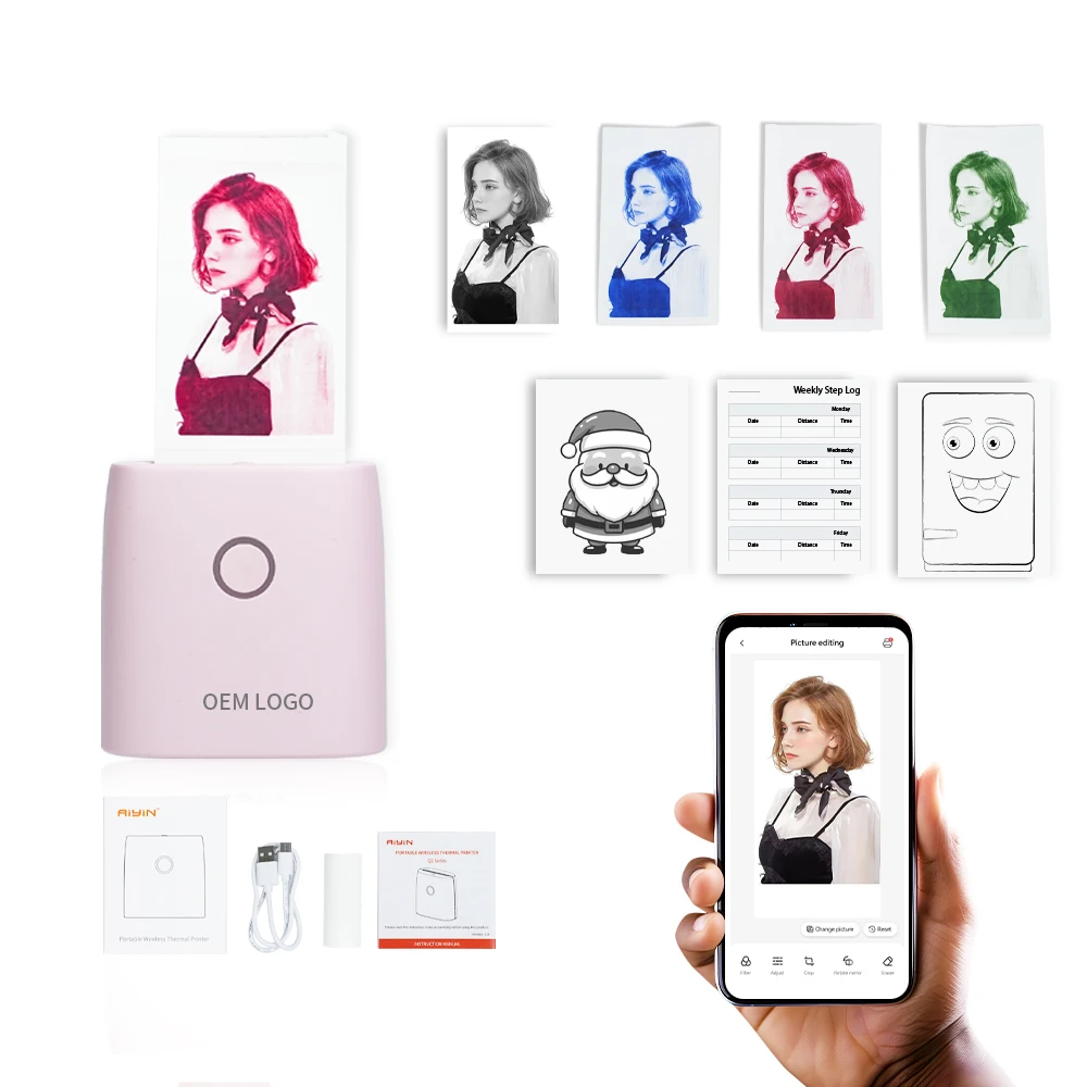 10PCS Aiyin New Arrival 2-Inch Pocket Bluetooth Thermal Printer Portable Inkless Mini Photo Color Sticker Label Makers Wireless