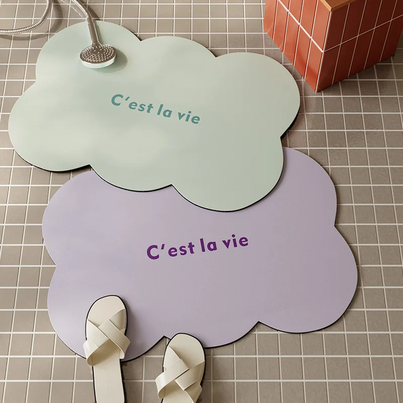 

Korean solid color bathroom absorbent floor mat with contrasting colors, girl's heart, diatom mud quick drying anti slip mat