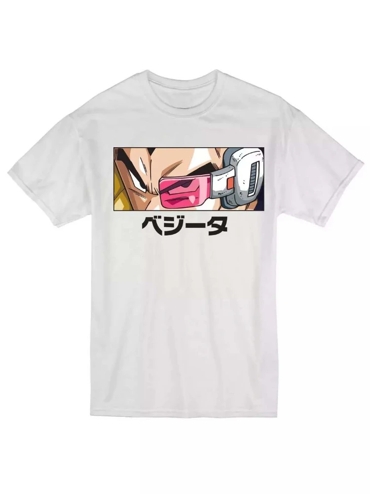 Bandai 2026 New Dragon Ball Z Vegeta Detector Eye Print High Quality Men's Short Sleeve Parent-Child Plus Size Loose Top T-Shirt