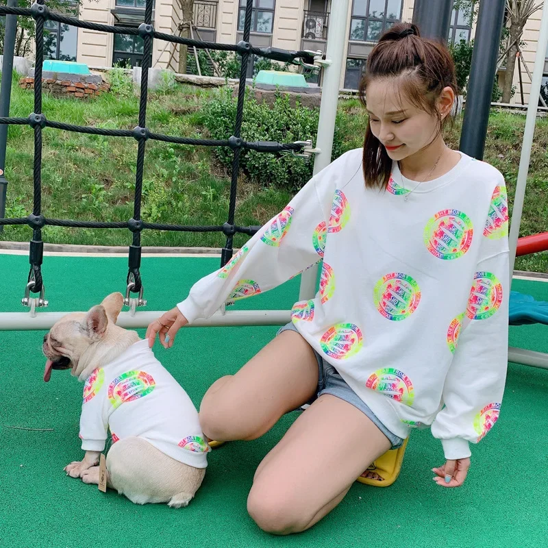 Dog Clothes  Dog Costume  Cat Clothes Parent-child Wear Pure Cotton Spring and Autumn Printing Korean Version Seven Sizes