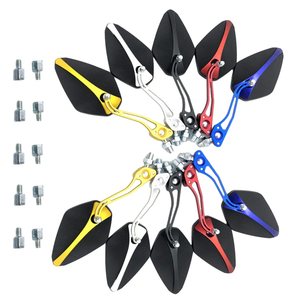 1 Pair Adjustable Transparent Motorcycle Handlebar Rearview Reflector Side Mirrors Fit For Chopper Cruiser Bobber