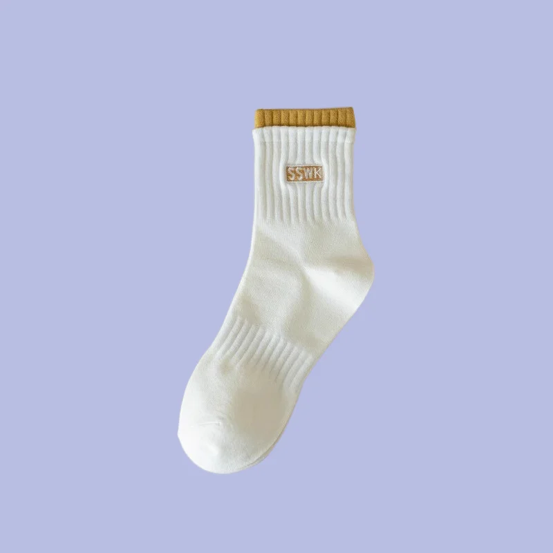 5/10 Paar neue atmungsaktive lässige Mittel rohrs ocken Frühling Sommer Herbst einfarbige Deodorant Jacquard Sport All-Match-Socken