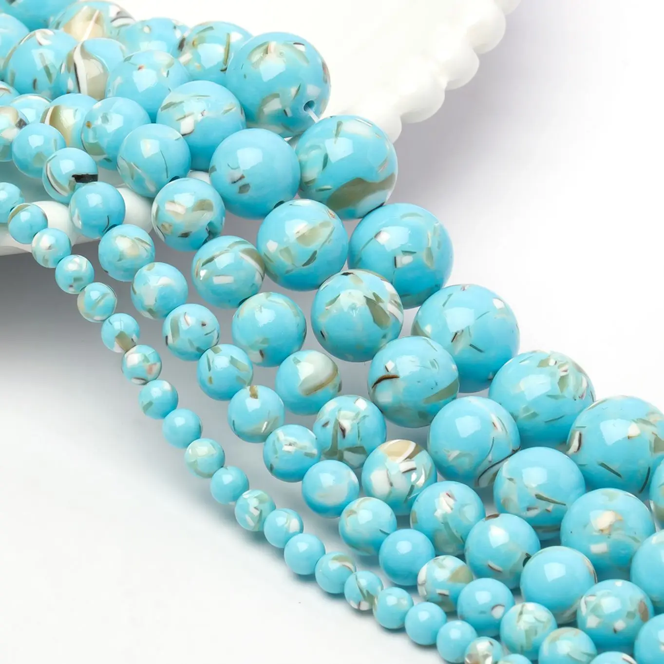 4 6 8 10 12mm Natural Stone Turquoise Stone Beads Shell Round Loose Spacer Beads Jewelry Make Diy Bracelet Necklace Wholesale