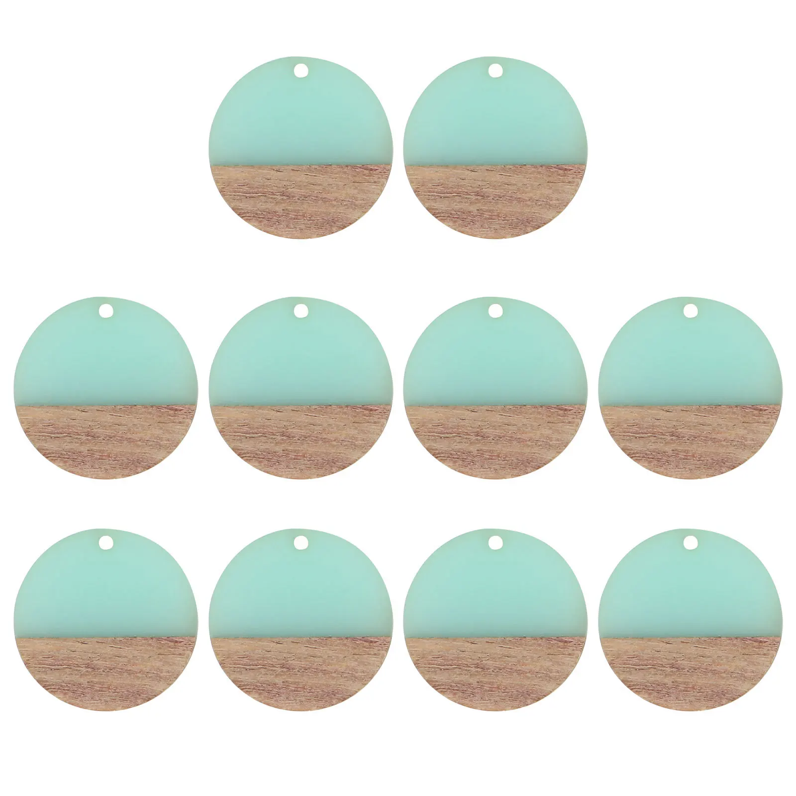 10Pcs Flat Round Resin Wooden Pendants Lightweight Polished Smooth DIY Jewelry Pendant Charm for Earrings Necklace Making Craft