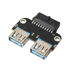 Adaptador de 20 pines a USB3.0 Dual, convertidor de placa base de escritorio, cabezal de 19 pines/20P a 2 puertos USB 3,0 A, conector hembra, lector de tarjetas