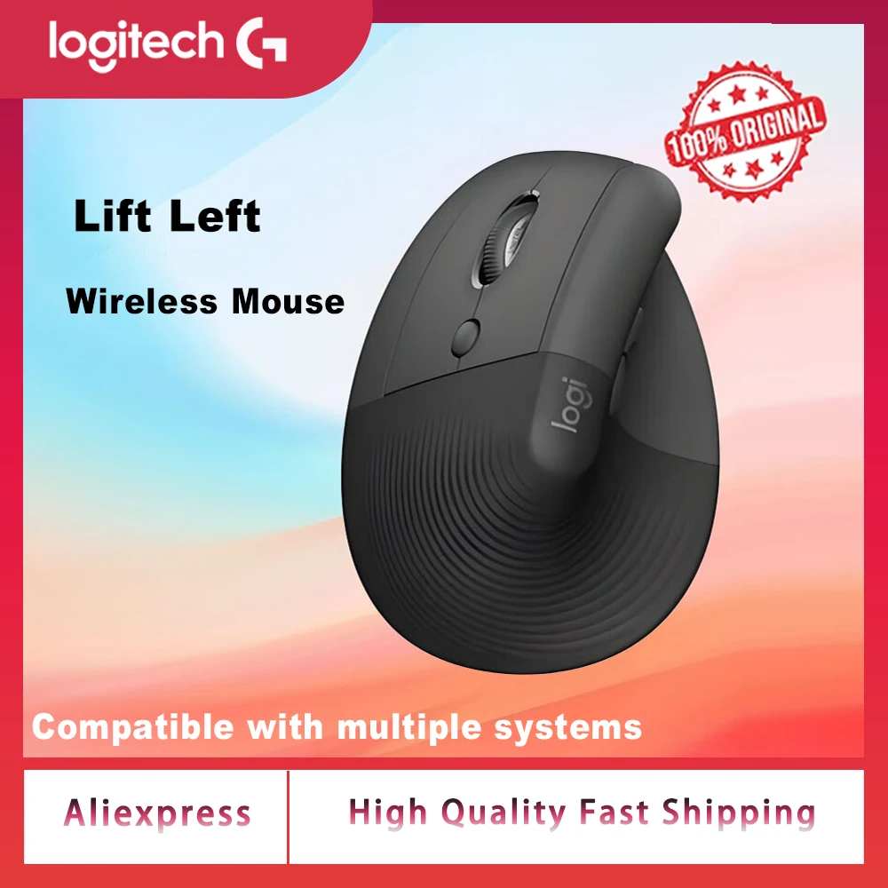 

Original Logitech Lift Left Vertical Ergonomic Mouse, Left-Handed, Wireless, Bluetooth or Logi Bolt USB, Quiet clicks, 4 Buttons