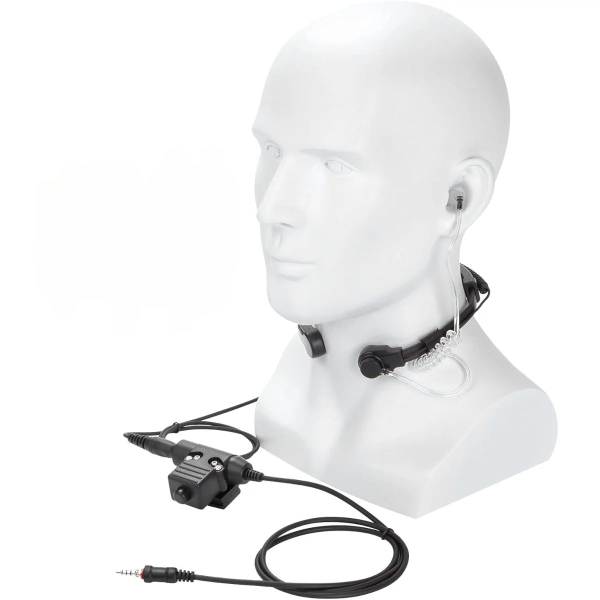 Microfono a Vibrazione per Gola 7.1mm Telescopico U94 con Tasto PTT e Riduzione del Rumore per Yaesu Vertex VX-6R VX6R VX7R FT270 270R VX127 VX170