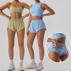1/2PCS Pad Yoga Set Gym Suits Mini Shorts Sport Bra Women Tracksuit Shorts Running Workout Outfit Fitness Clothing