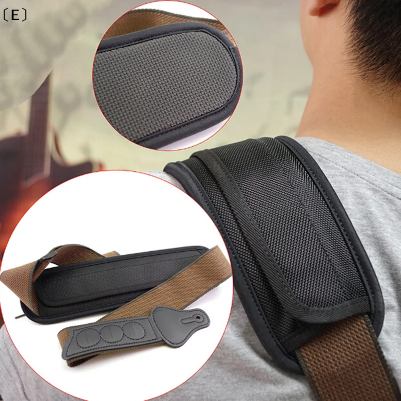 〔E〕Guitar Strap Shoulder Pad Adjustable Padded Black for Acoustic Electric Guitar  〔Winter5〕