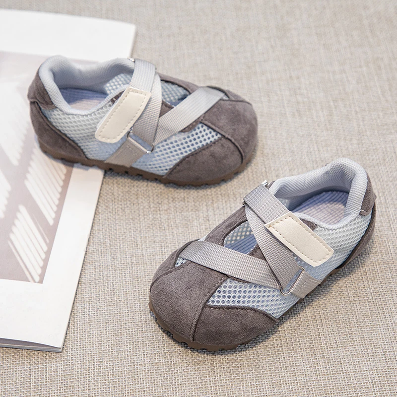 Unisex Baby Soft Sole Shoes PU Leather Patchwork Mesh Breathable Sports Shoes Casual Daily Walking Sneakers for Girls Boys
