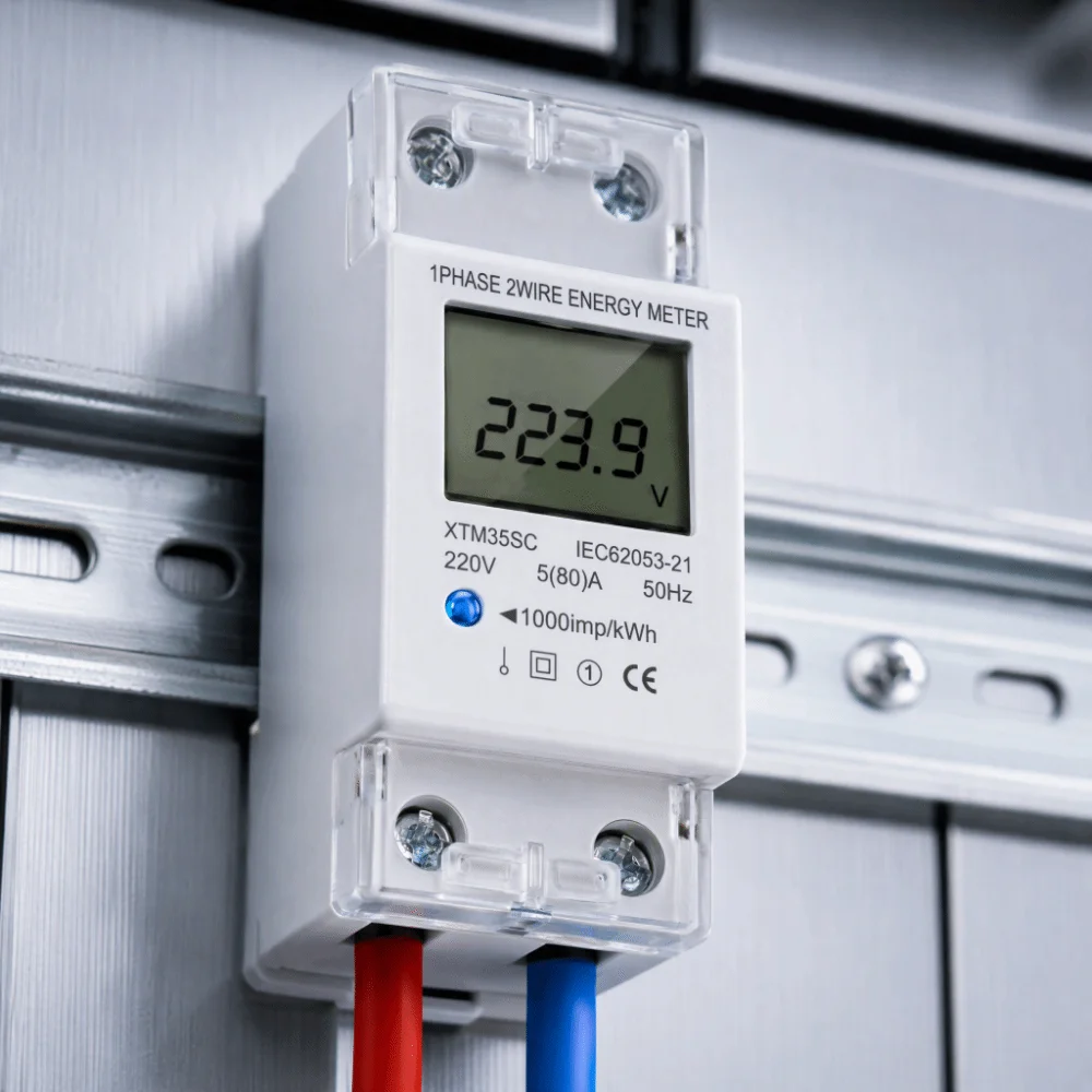 Precise Digital Display Electric Meter Single Phase DIN Rail Mount Energy Monitor LCD Screen 2 Wire 2P KWh Meter Home Use