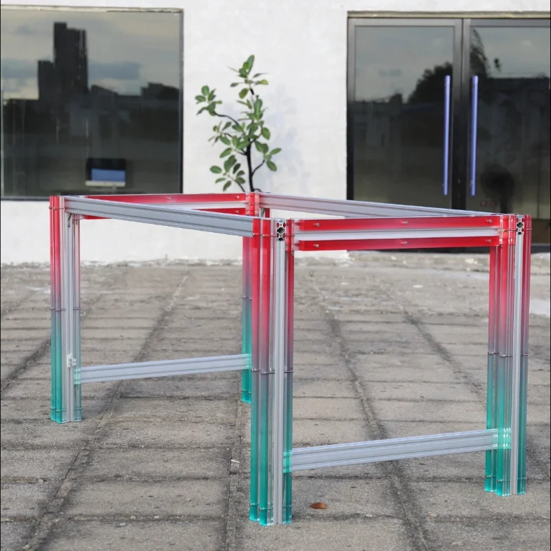 Pernas de mesa em acrílico com perfil de alumínio, pernas de mesa, refeição de mesa