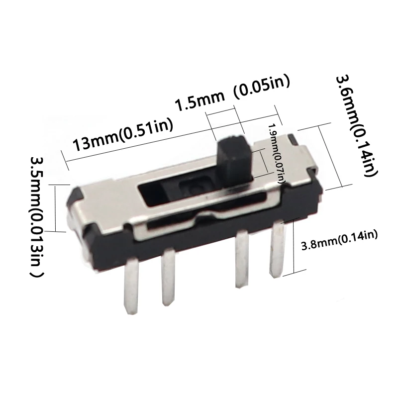 Interruptor deslizante de alternância de micro-potência, linha simples e dupla, comutação direta, deslizamento horizontal, segunda marcha, terceira marcha, 20-5pcs